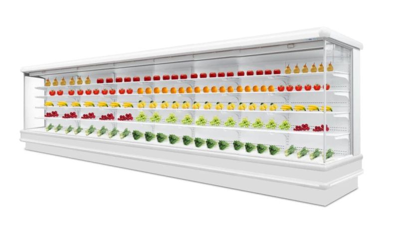 Remote Multidecks Open Chiller Cabinets for Supermarket Fresh Vegetable Drink