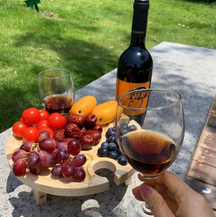 Wine Cup Holder Display Portable Camping Shelf Goblet Rack Beach Wine Table Wooden Outdoor Folding Picnic Tables