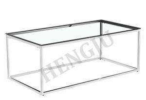 Free Sample Wholesale Modern Design Stainless Steel Coffee Table with Glass Top Modern Living Room