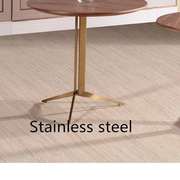 Mini Round Hotel Tea Table Stainless Steel Frame with Veneer Top