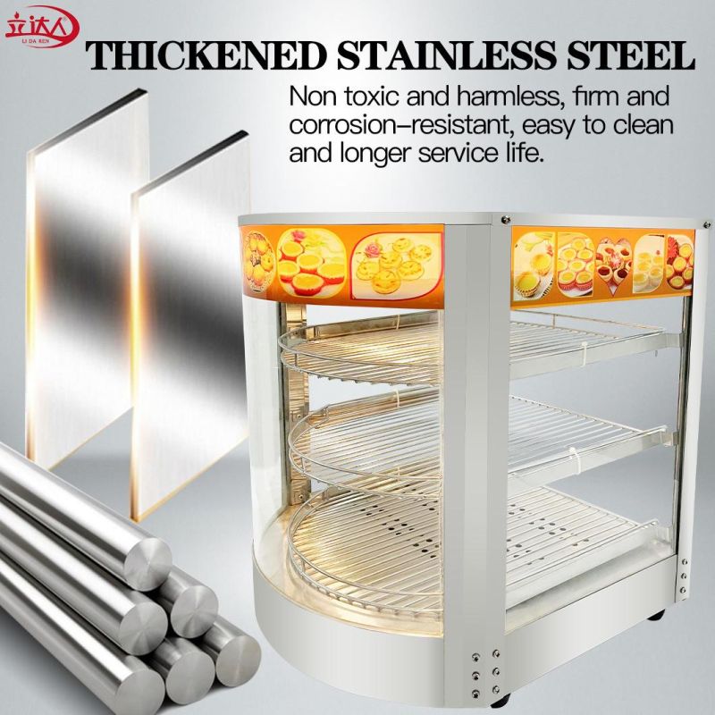 Curved Food Warming Showcase Commercial Restaurant Equipment Glass Food Warmer Display Showcase