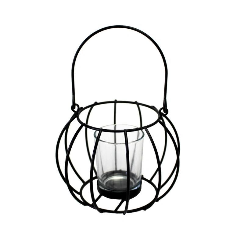 Market Street Medium Gold Metal & Glass Lantern Candle Holder