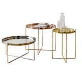 Modern Metal End Table, Small Round Coffee Tables with Removable Tray