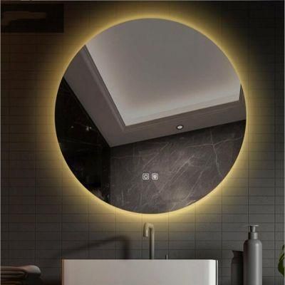 Round Bathroom Mirror LED Light Mirror Anti-Fog Hotel Wall Hanging Toilet Vanity Mirror Bluetooth