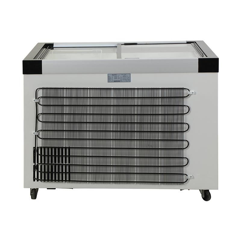 China Factory 268L Hot Sale Ice Cream Showcase Top Silding Glass Door Chest Freezer for Sale