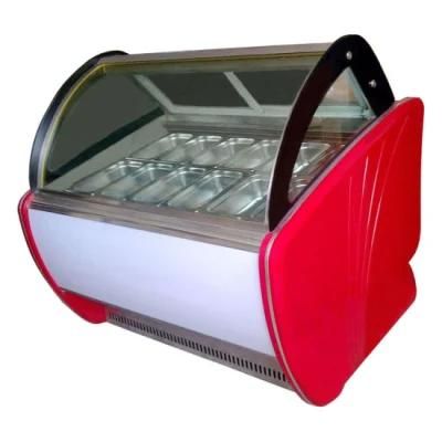 1500mm Curved Glass Gelato Fridge Refrigerator Freezer Ice Cream Showcase