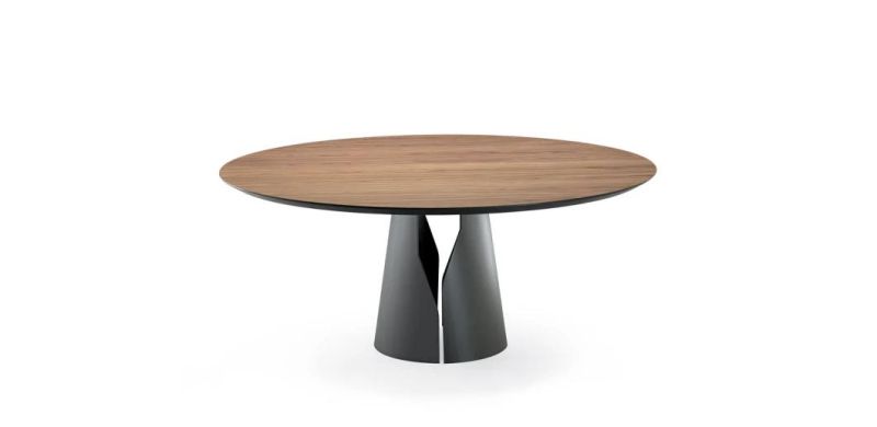 Cfd-18 Dining Table //MDF with Walnut Veneer Top//Metal Coating Base