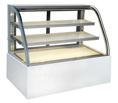 Commercial Bakery Curved Glass Cake Showcase with LED Light Refrigeration