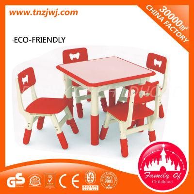 4 Seats Red Dining Tables Plastic Creche Table Set