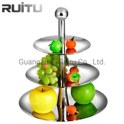 Food Display Stand Holder Buffet Equipment Metal Stainless Steel 3 Tier Etagere Fruit Display Stand