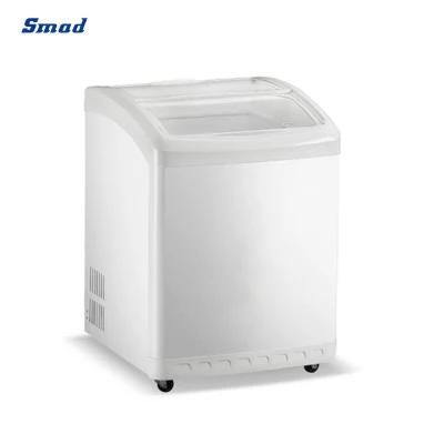 Smad Commercial Use Curved Glass Door Chest Deep Freezer Showcase for Ice Cream Storage