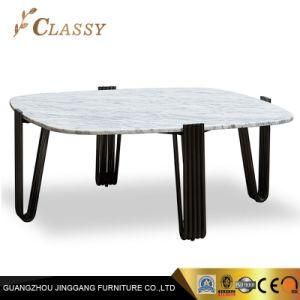 Home Living Room Stainless Steel Based Coffee Side Marble Table