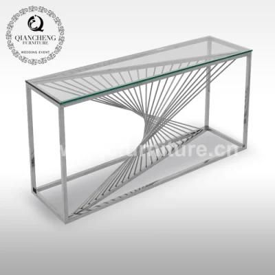 Rectangular Glass Top Metal Frame Furniture Hallway Console Tables