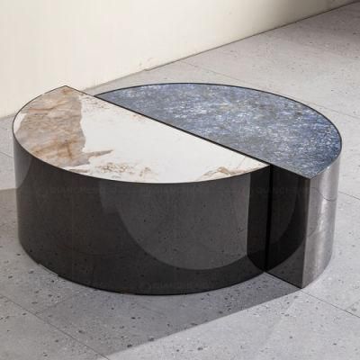 New Design Contemporary Mix Color Marble Top Living Room Coffee Center Table