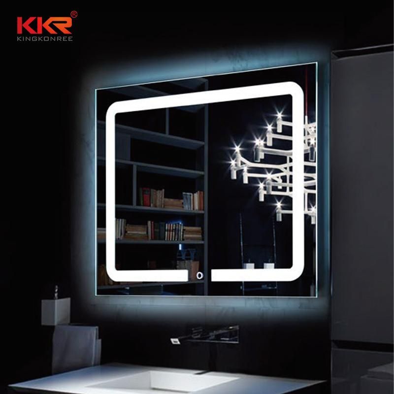 Odern Style Rectangular Time Display Mirror Bathroom Customized LED Backlit Defogger Smart Mirror