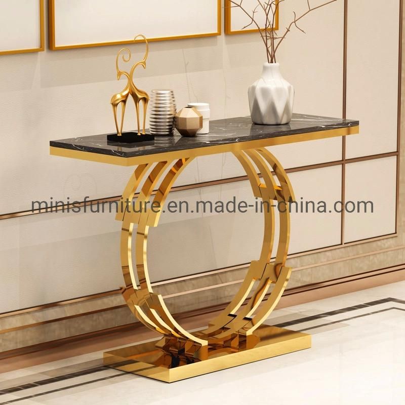 (MN-MS15) Good Quality Hotel Hallway Living Room Glass Top Gold Console Table