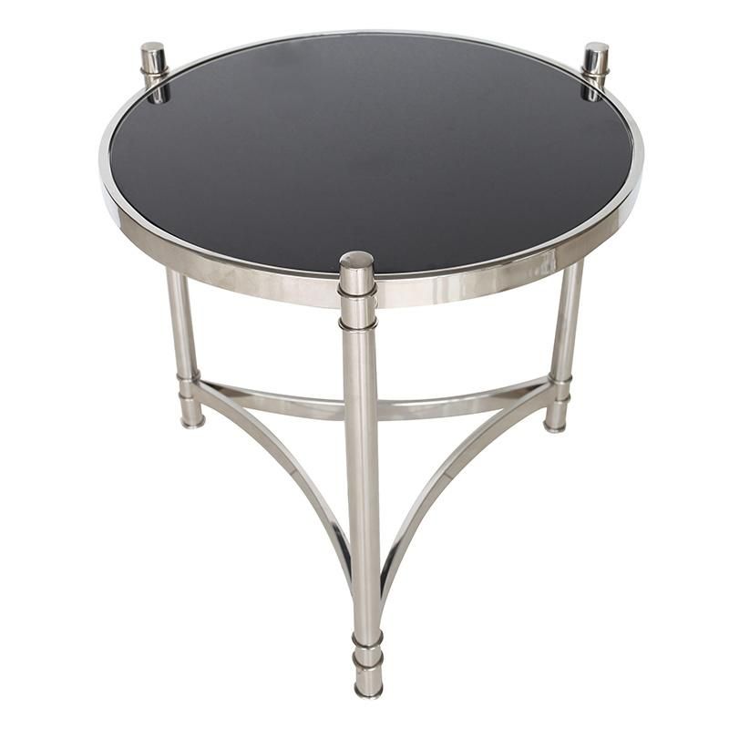 Modern Living Room Furniture Round End Table Marble Stainless Steel Coffee Table Set