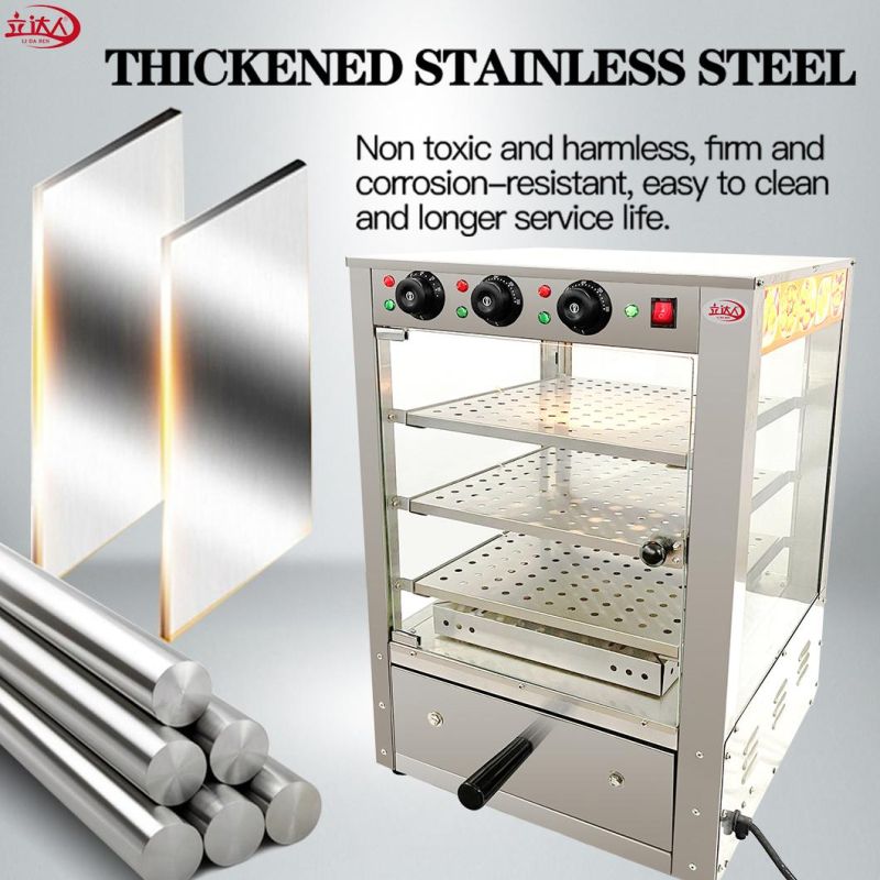 Glass Electric Heating Food Warming Showcase Hot Food Pizza Pie Warmer Display Cabinet