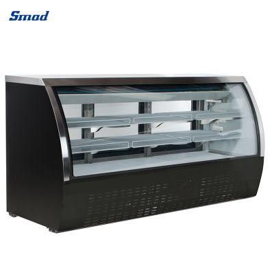 Smad 82&quot; Black Curved Glass Commercial Supermarket Display Deli Case Refrigerator Showcase