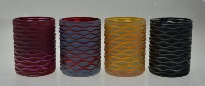 Painted &amp; Mercury Color in Different Patterns Glass Candle Holders for Decoration