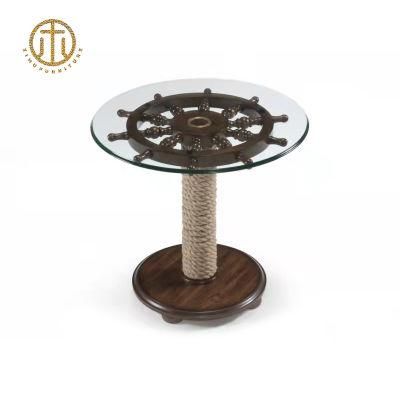 Industrial Wind Waterproof Transparent Glass Round Coffee Table