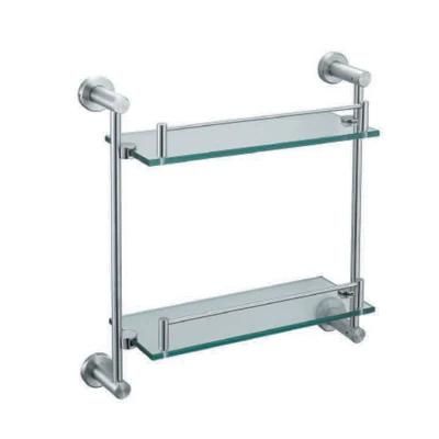 Rectangle Brass Bathroom Corner Glass Shelf