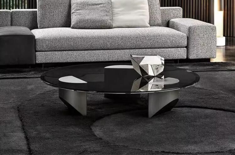 Italian Design Living Room Furniture Black Oak Wooden Tea Tables Table Glass Coffee Tables