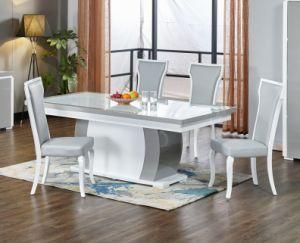 MDF Dining Room Glass Dining Table Set and Chair Tempered Glass Desk Modern Home Furniture