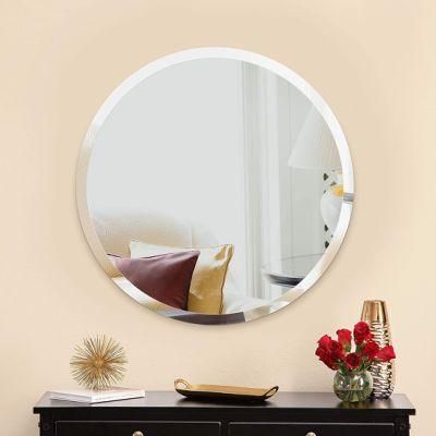 China Factory Frameless Round Beveled Mirror Circle Wall Mounted for Home Decoration Bathroom Vanity Makeup