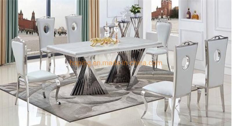 Wedding Chair Cake Table Modern Pearl White Four 6-Seat Marble Top Dining Table 1.2 M