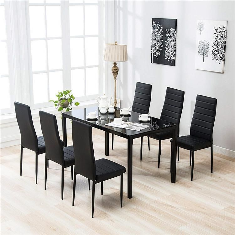 Europen Design Outdoor Modern Restaurant Arm Chairs Rectangular Glass Dining Table Set