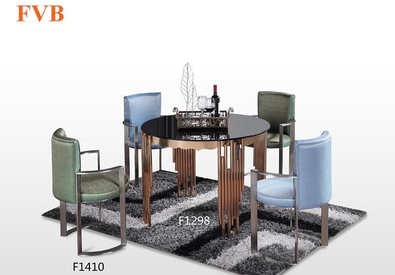 Modern New Design Luxury Glass Dining Table with Marble Top