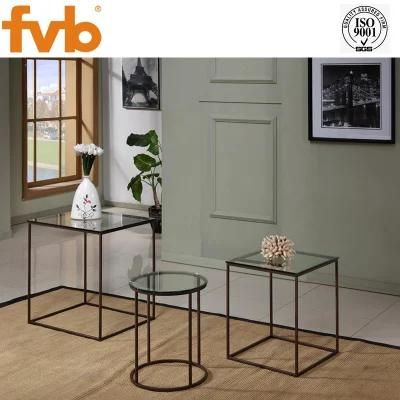 European Style Metal Frame Tempered Round Square Glass Center Coffee Table for Home Office Furniture