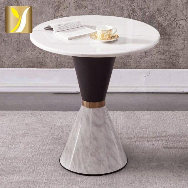 Design Simple Nordic Furniture Modern Stainless Steel White Marble Coffee Side Table