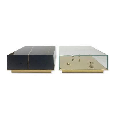 Modern Living Room Furniture Coffee Table Set Black Marble and Glass Centre Table Set Hot Furniture Coffee Tables