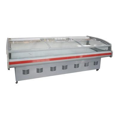 Refrigerated Curved Glass Food Display Case Deli Fresh Storage Chiller Meat Showcase
