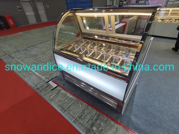 14 Pans Gelato Showcase Ice Lolly Displays Circular Ice Cream Cabinet