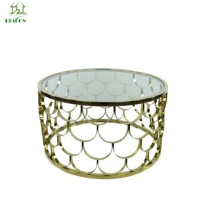 Modern Gold Stainless Steel Leg Tempered Glass Top Luxury Coffee Tea Table