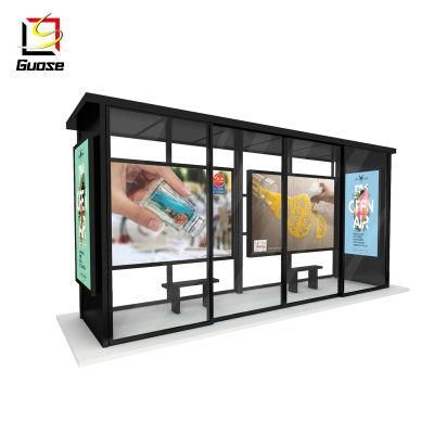 Indoor Tempered Glass WiFi Metal Frame Advertising Bus Shelter
