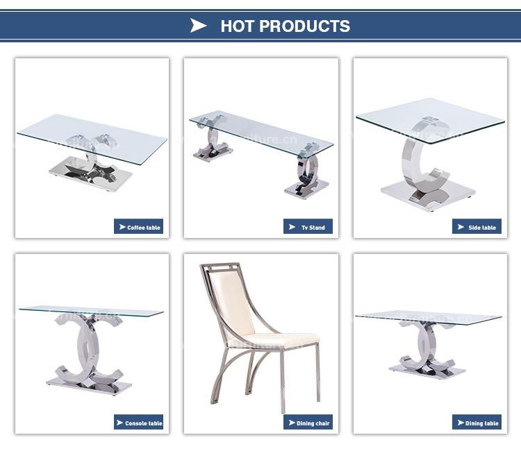 Stainless Steel Silver with Glass Top Console Table