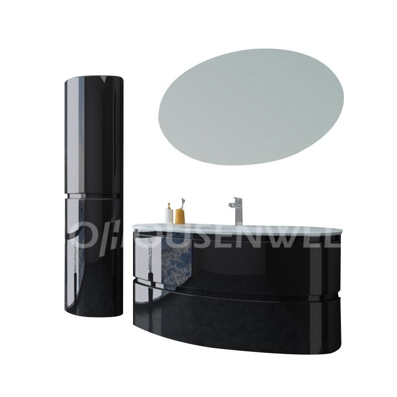 PVC Single Sink Bathroom Vanity European Luxury Hot Sale Ready Made Master Bathroom Mirror with Side Cabinet