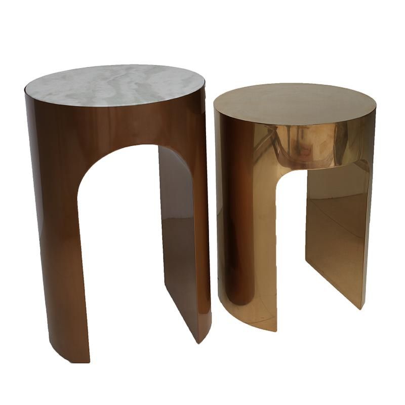 Coffee Table Relax Tea Tables with Stainless Steel Frame and Nature Marble Top