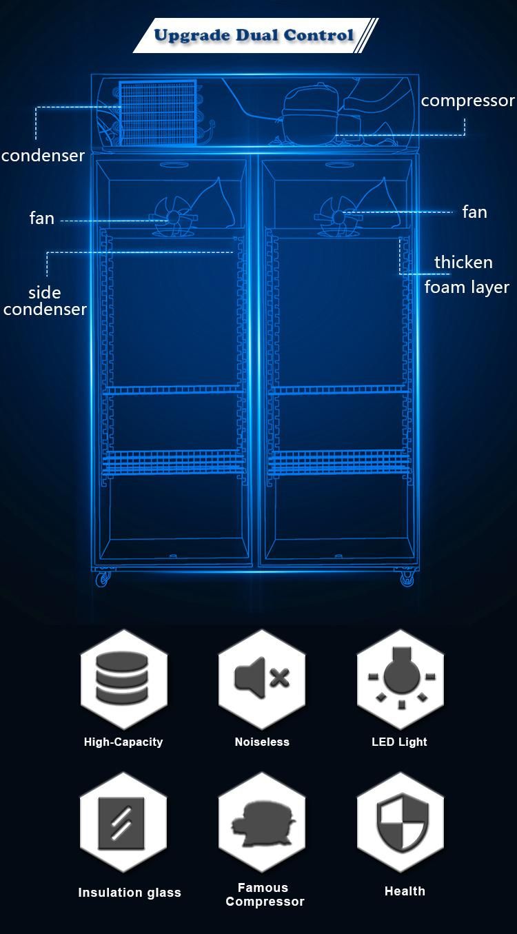 Energy Saving Commercial Use 3 Doors Glass Shelf Air Cooling Showcase Keep Fruit and Flowers Beverage Fresh