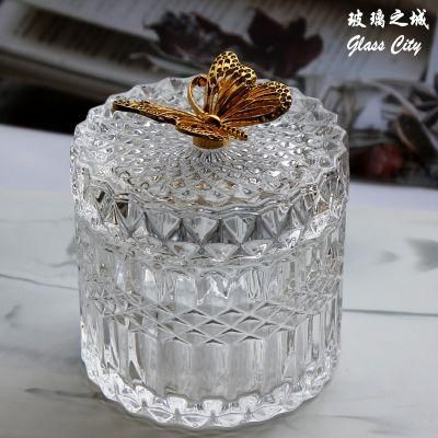 Wholesale Clear Candle Jar Glass Candle Holders, Glass Candle Stick with Lid for Candle Making