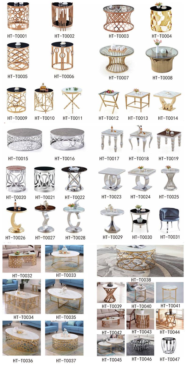Modern Hotel Banquet Table Popular Cheap Price Gold Mirror White Marble Top Coffee Center Table