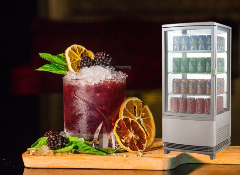 Four Side Glass Transparent Vertical Display Showcase Counter-Top Cooler