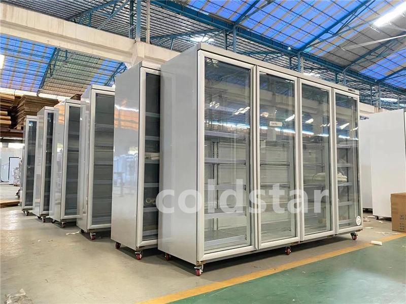 Commercial Front and Rear Open Style Air Cooling Cold Drink Refrigerator Glass Door Refrigerated Showcase