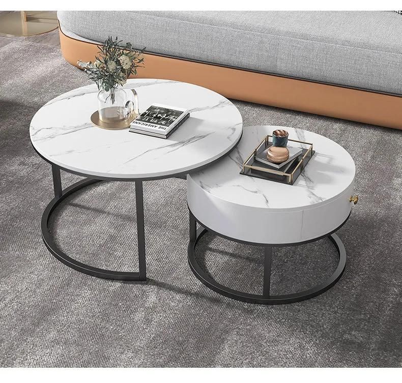 Hotel Furniture Living Room Luxury Design 304 Stainless Steel Base Center Coffee Table with Glass/Marble Top