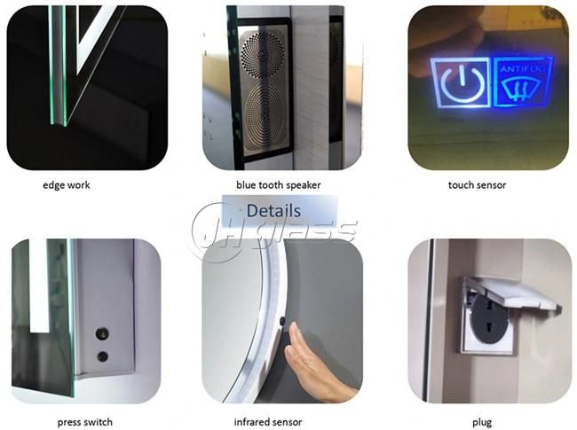 Hotel Vertical and Horizontal LED Mirror Touch Sensor Switch Dimmable LED Light Bathroom Mirror with Defogger