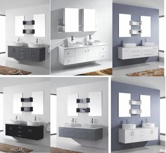 New Design MDF Bathroom Vanity Cabinet with Glass Wash Basin Fashion Furniture Makeup Mirror